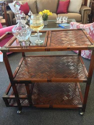 ENGLISH BAMBOO BAR CART  ON WHEELS $1095