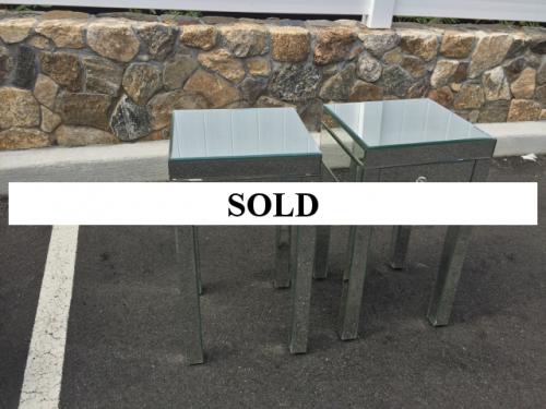 PAIR OF MIRRORED SIDE TABLES $350