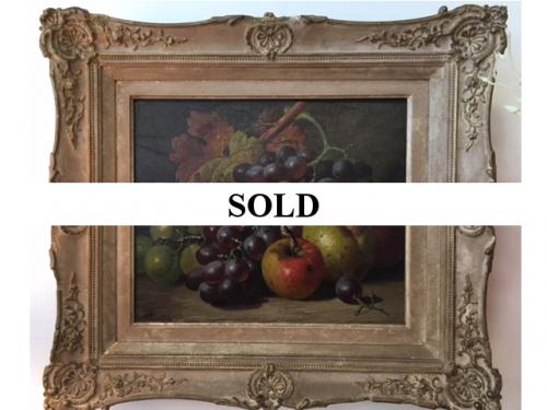 STILL LIFE OIL PAINTING SIGNED CIRCA 1886 $495