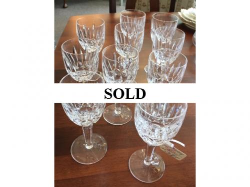 SET OF 10 WATERFORD WHITE WINE/WATER GLASSES ROSSLARE CUT $250 EACH SET