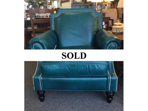 SPECTACULAR TEAL LEATHER CHAIR $1095