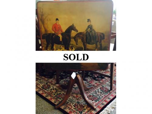 ENGLISH GAME TABLE WITH HUNT SCENE $250