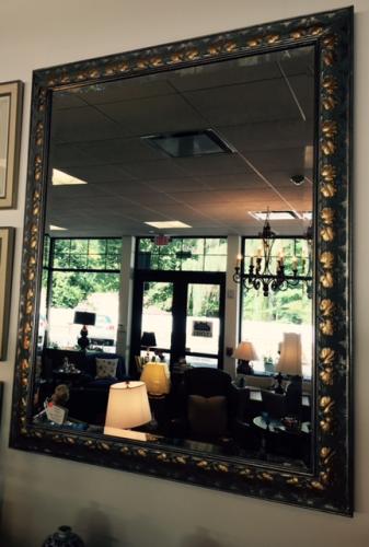 LARGE SILVER AND GOLD LEAF MIRROR 46" X 57" $550