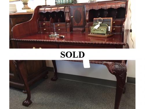 WALNUT DESK WITH MANY HIDDEN COMPARTMENTS $395
