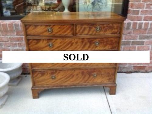 BURL WALNUT 2 OVER 3 CHEST OF DRAWERS $895