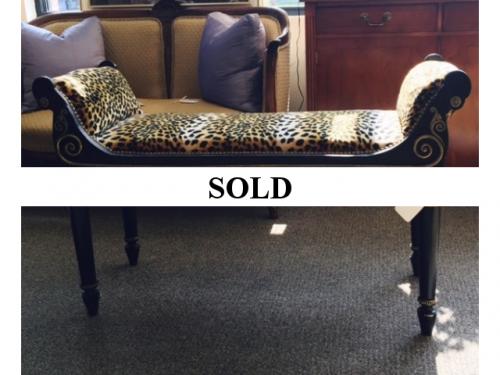 DECORATIVE BENCH WITH LEOPARD UPHOLSTERY $295