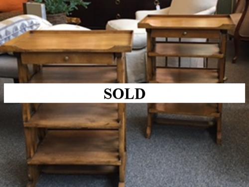 PAIR OF FRENCH WALNUT SIDE TABLES $1295