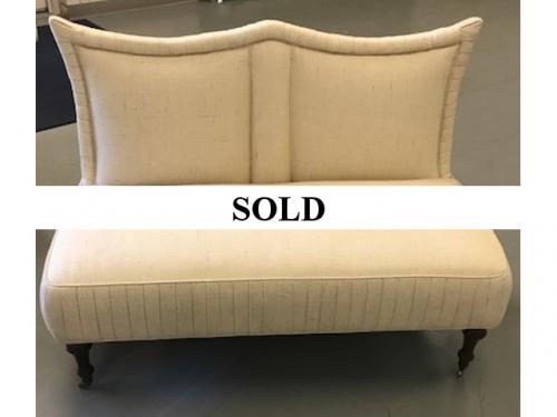 CURVED BEIGE SETTEE 4'W X 24"D X 34"H $495