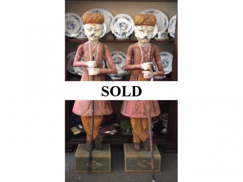 PAIR OF 5' WOOD CARVED INDIAN FIGURINES $795