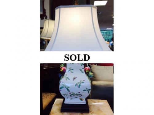 WHITE WITH GREEN POMEGRANATE LAMP $150